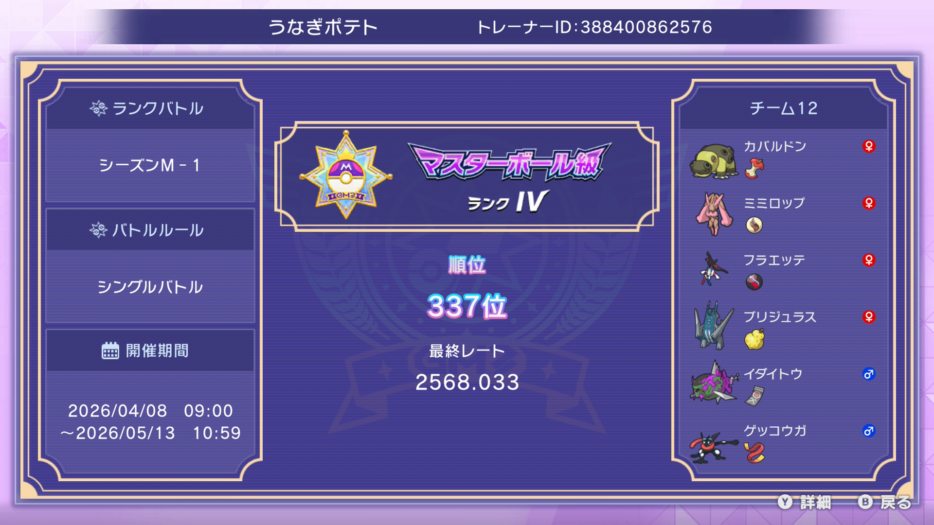あと2勝で最終チャンピオン級だった…;;
