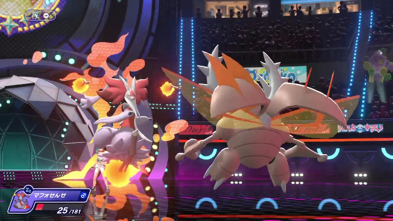 図6.上から起きて炎技をくらうことを恐れたメガカイロスのでんこうせっかも残りHP84から余裕で耐え、起きて焼却。